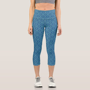 Leggings Capri Motif de dentelle Turquoise bleu