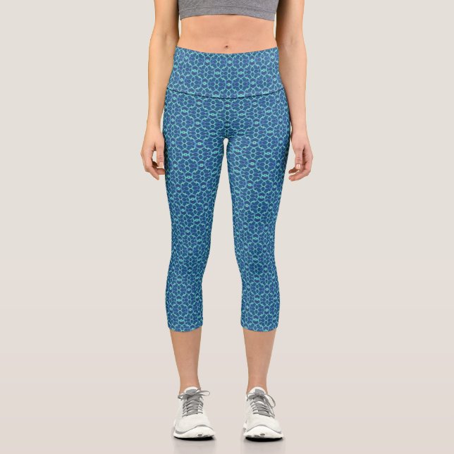 Leggings Capri Motif de dentelle Turquoise bleu (Recto)