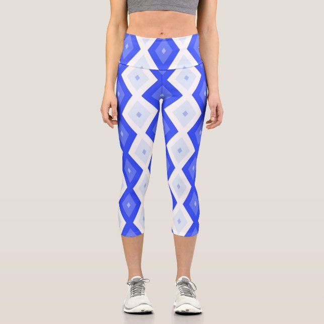 Leggings Capri Motif de diamant bleu royal (Recto)