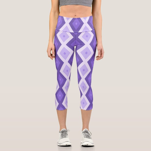 Leggings Capri Motif de diamant violet (Recto)