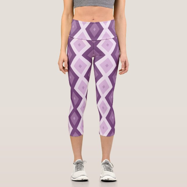 Leggings Capri Motif de diamant violet (Recto)
