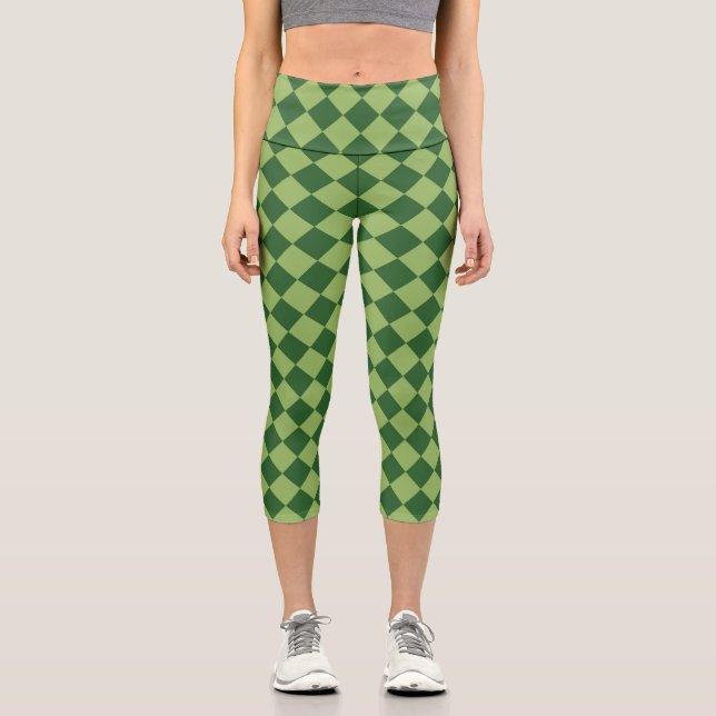Leggings Capri Motif de diamants Green Checker (Recto)