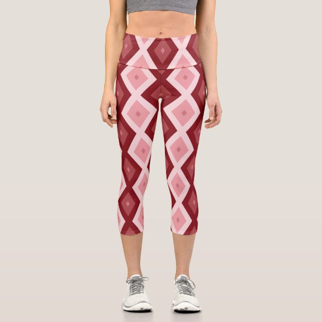Leggings Capri Motif de diamants rouges (Recto)
