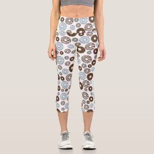 Leggings Capri Motif De Donuts, Donuts Bleus, Donuts Brown