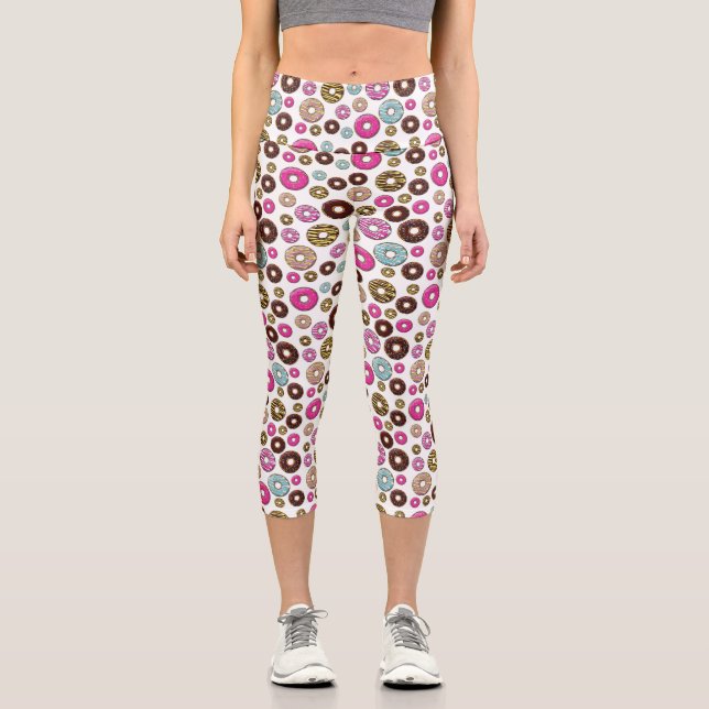 Leggings Capri Motif De Donuts, Donuts Colorés, Saupoudrages (Recto)