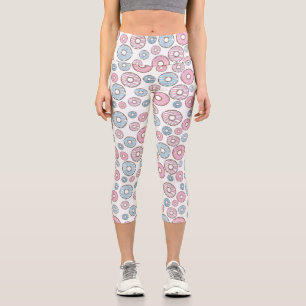 Leggings Capri Motif De Donuts, Donuts Roses, Donuts Bleus