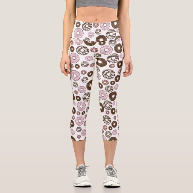 Leggings Capri Motif De Donuts, Donuts Roses, Donuts Brown (Recto)