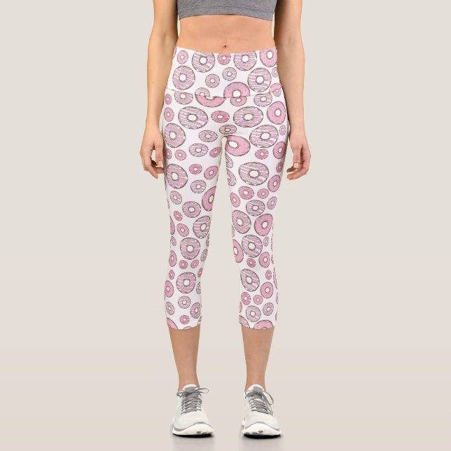Leggings Capri Motif De Donuts, Donuts Roses, Saupoudrages (Recto)