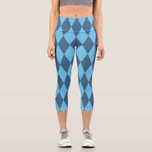 Leggings Capri Motif de drapeau rhombique de Bavière bleue (Recto)
