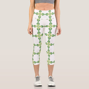 Leggings Capri Motif de feuille, motif de feuilles, feuilles vert
