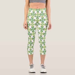 Leggings Capri Motif de feuille, motif de feuilles, feuilles vert