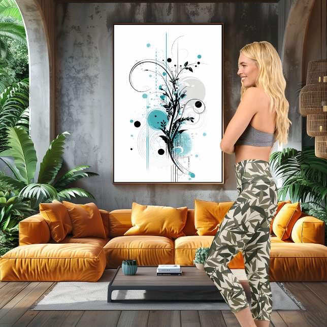 Leggings Capri Motif de feuille vert olive avec texte et logo per (Créateur téléchargé)