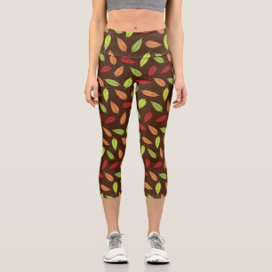 Leggings Capri Motif de feuilles, feuilles colorées, feuilles d'a