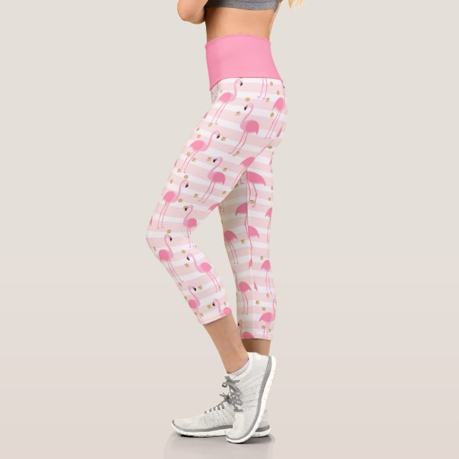 Leggings Capri Motif de Flamant rose rose (Gauche)