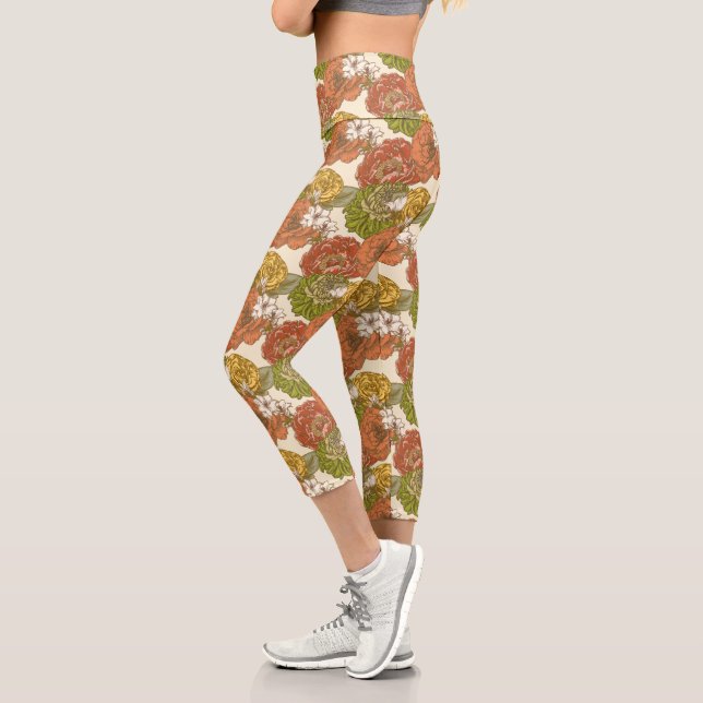 Leggings Capri Motif de fleurs du jardin (Gauche)