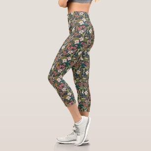 Leggings Capri Motif de fleurs tropicales colorées