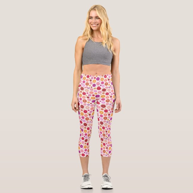 Leggings Capri Motif de floraisons colorées (Recto)