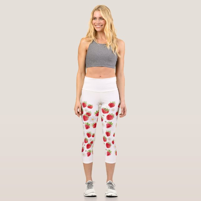 Leggings Capri Motif de fraises, Pantalon de Yoga funky (Recto)