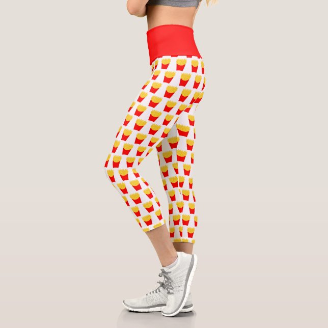 Leggings Capri Motif de Fries français mignon (Gauche)