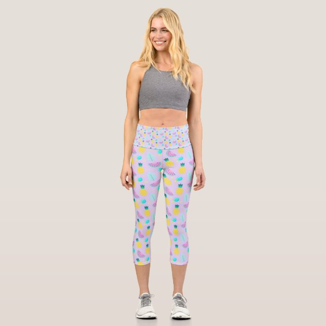 Leggings Capri Motif de fruits étonnant (Recto)