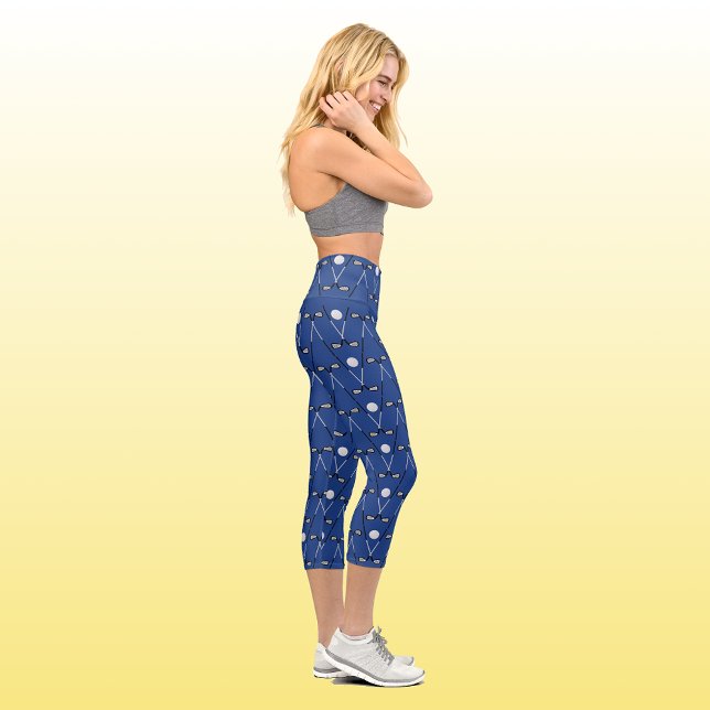 Leggings Capri Motif de golf moderne chic bleu marine (Créateur téléchargé)