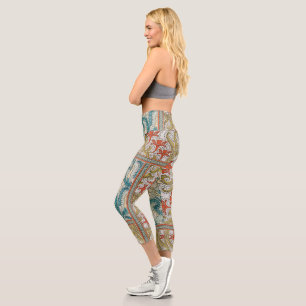 Leggings Capri Motif de jonquille Art nouveau vintage Verneuil