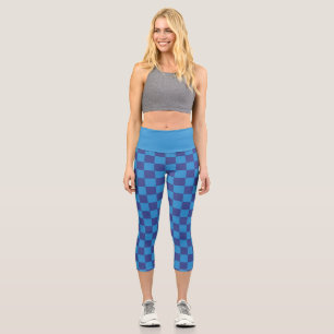 Leggings Capri Motif de la carte de chèques bleus