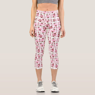 Leggings Capri Motif De Ladybugs, Mignons Ladybugs, Pink Ladybugs