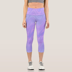 Leggings Capri Motif de lignes ondulées rose violet