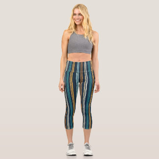 Leggings Capri Motif de lignes verticales abstraites