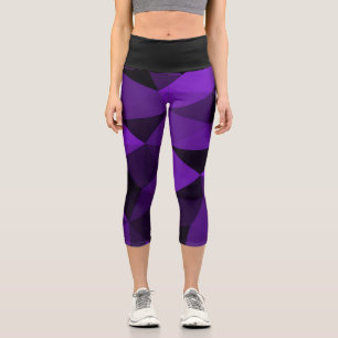 Leggings Capri Motif de maille géométrique noir violet
