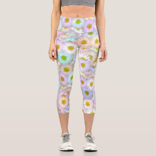 Leggings Capri Motif de marguerite colorée - pastel