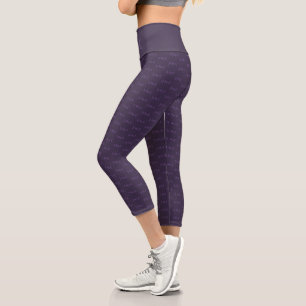 Leggings Capri Motif de monogramme de croissants de lune violets