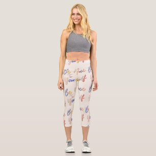 Leggings Capri Motif de motivation coloré tiré à la main