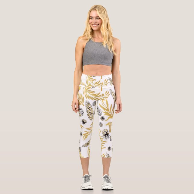Leggings Capri Motif de Noël, Pine Snow 5 (Recto)