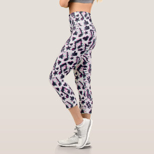Leggings Capri Motif de notes musicales et de coeurs déformés