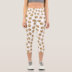 Leggings Capri Motif De Pailles, Pailles De Chien, Pailles D'Or O