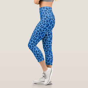 Leggings Capri Motif de peau Poster de animal léopard bleu