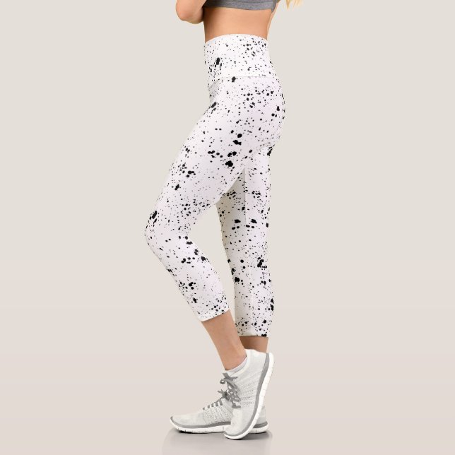 Leggings Capri Motif de peinture noire (Gauche)