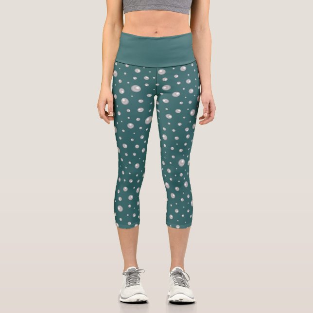 Leggings Capri Motif de perle sur fond sarcelle transformateur (Recto)