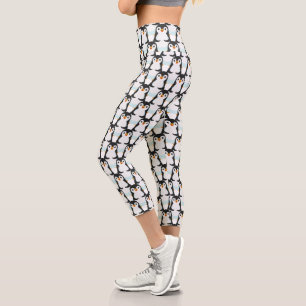 Leggings Capri Motif de pingouin noir et blanc moderne Capri Legg