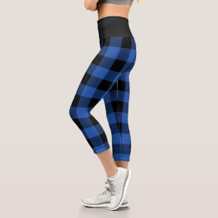 Leggings Capri Motif de plaid Rustic Blue and Black Buffalo