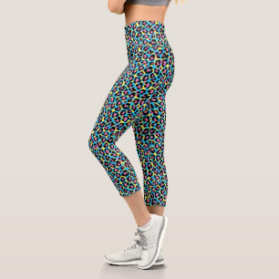 Leggings Capri Motif de Spots Neon Leopard
