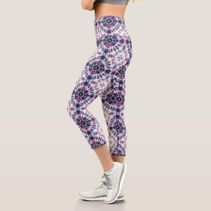 Leggings Capri Motif de teinture bleu et rouge