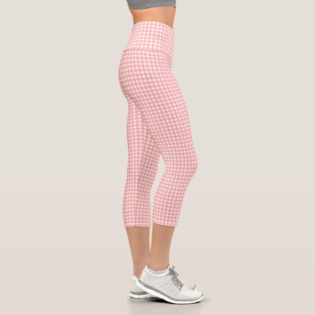 Leggings Capri Motif de vérification En vichy rose pâle (Droite)