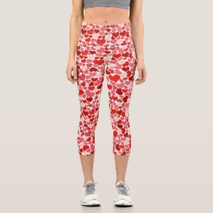 Leggings Capri Motif Des Coeurs, Coeurs Rouges, Amour