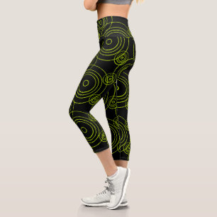 Leggings Capri Motif des ondulations de pluie verte de chaux