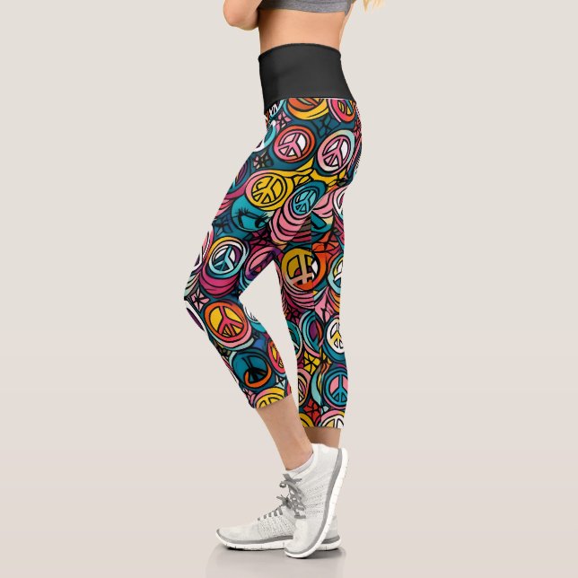 Leggings Capri Motif des signes de paix (Gauche)