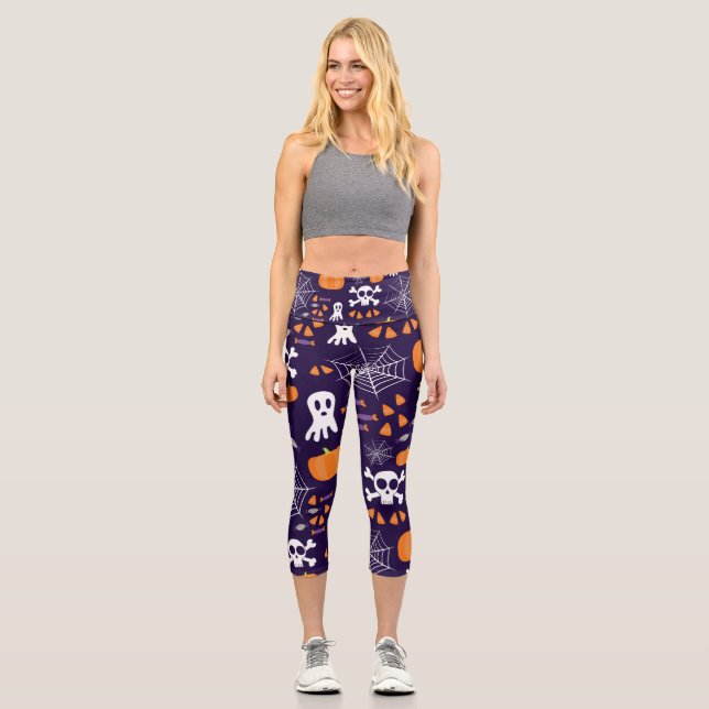 Leggings Capri Motif d'Halloween amusant (Recto)