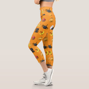 Leggings Capri Motif d'Halloween mignon avec arrière - plan orang